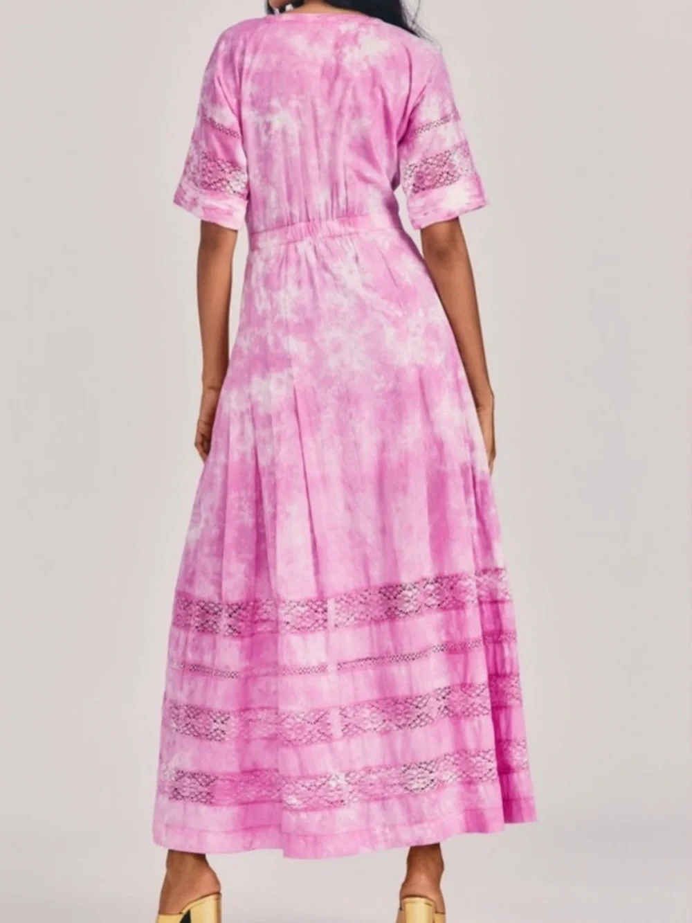 NWT LOVESHACKFANCY Edie dress in Begonia  Pink hand Tie-Dye size large - Picture 8 of 16